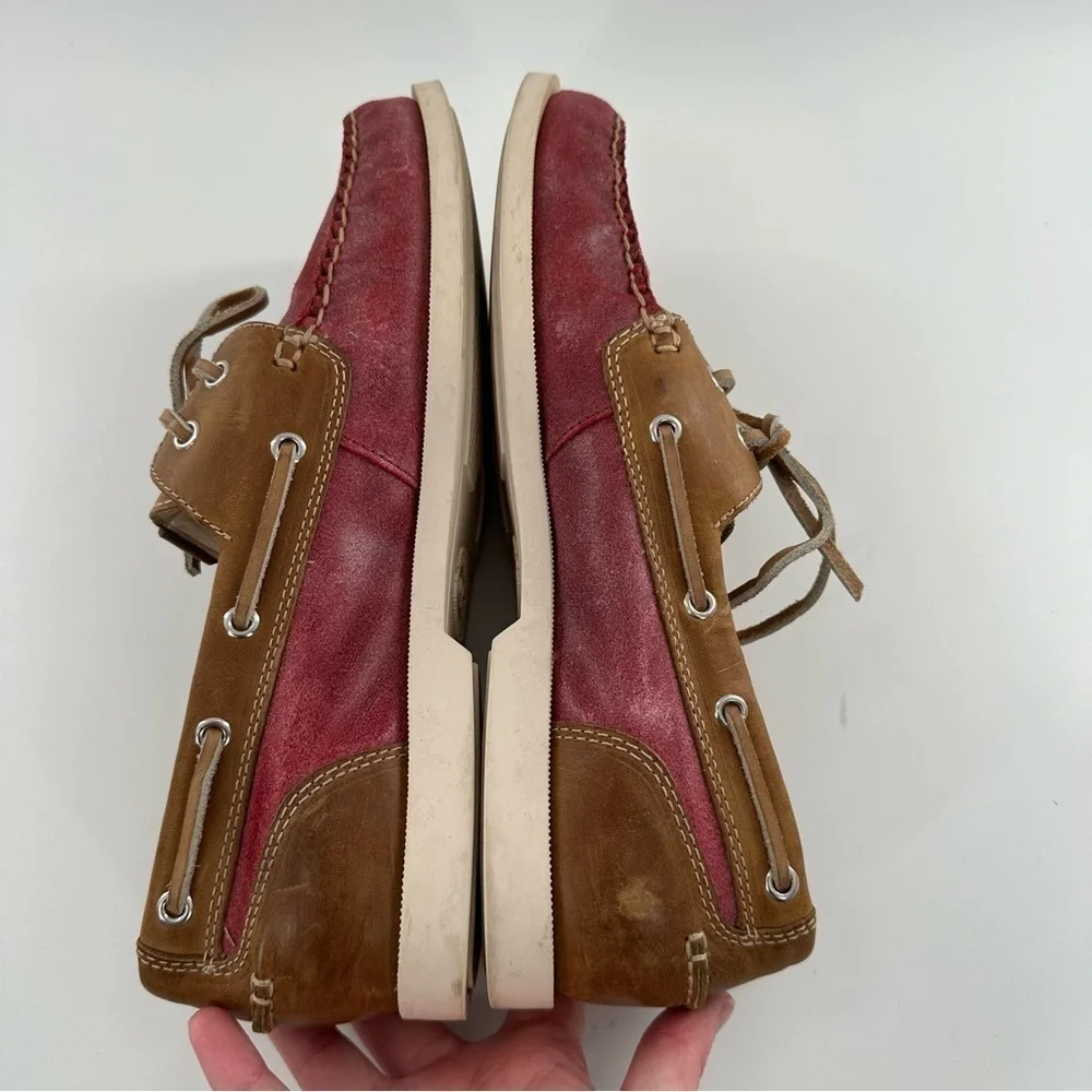 Cole haan yacht club collection boat shoes 9.5 red brown leather vintage 90s